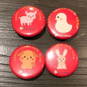 Lunar New Year Animal Button Pin Set (4)